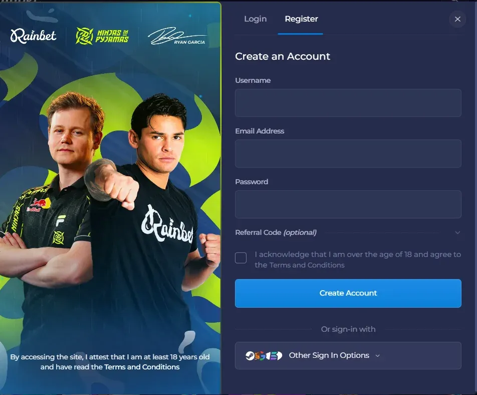 rainbet casino rejestracja i login